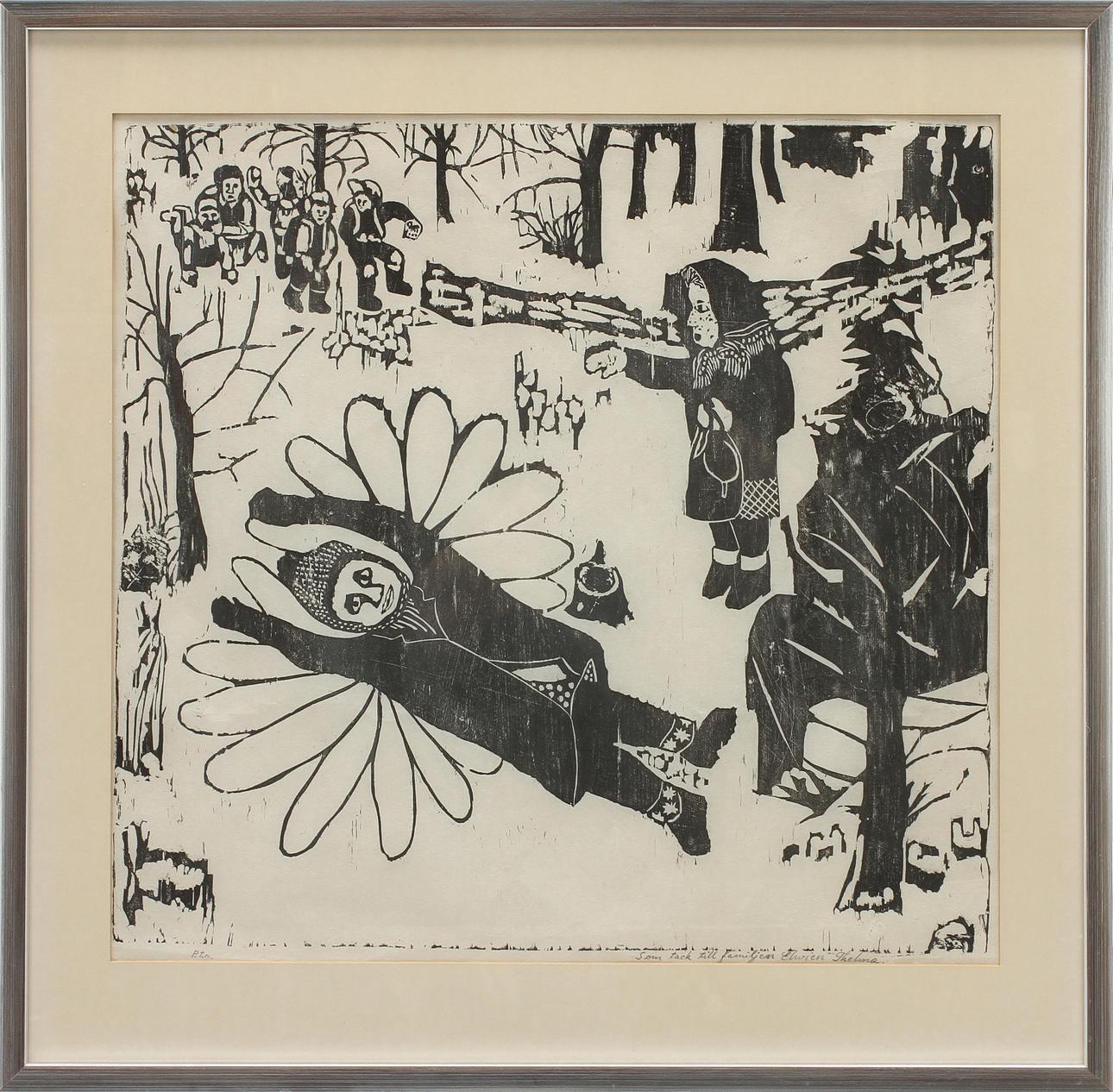 THELMA AULIO PAANANEN. Litografi, signerad och dedikerad.