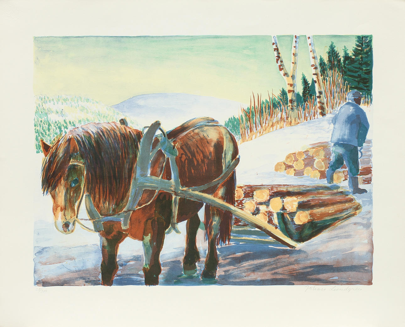 JOHAN LUNDGREN. Färglitografi, signerad och numrerad 28/300.