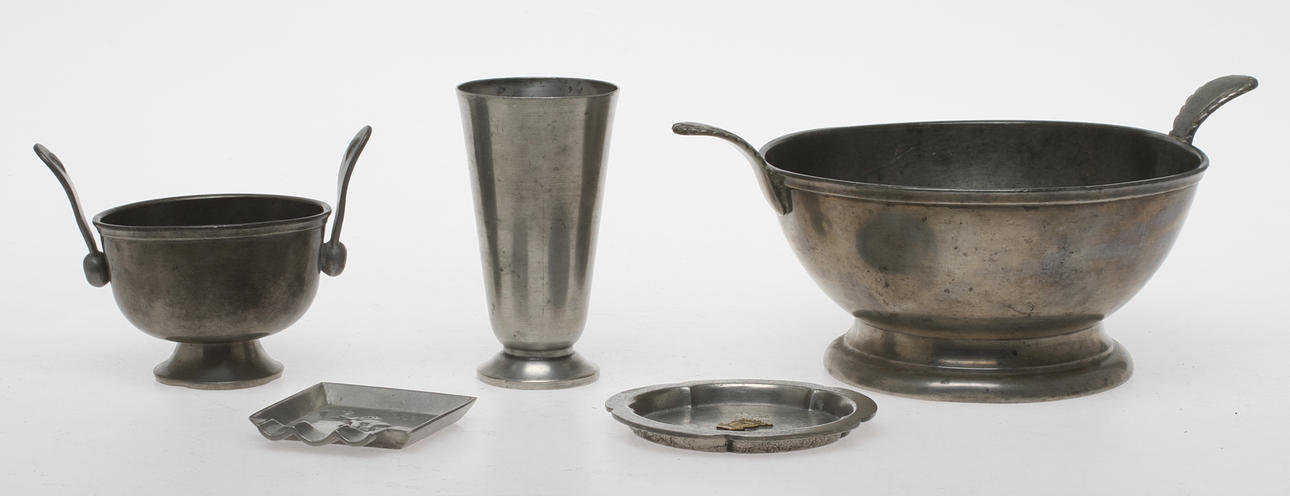 TENN, 3 delar Herman Bergman Stockholm samt 2 fat GAB och Ollers.