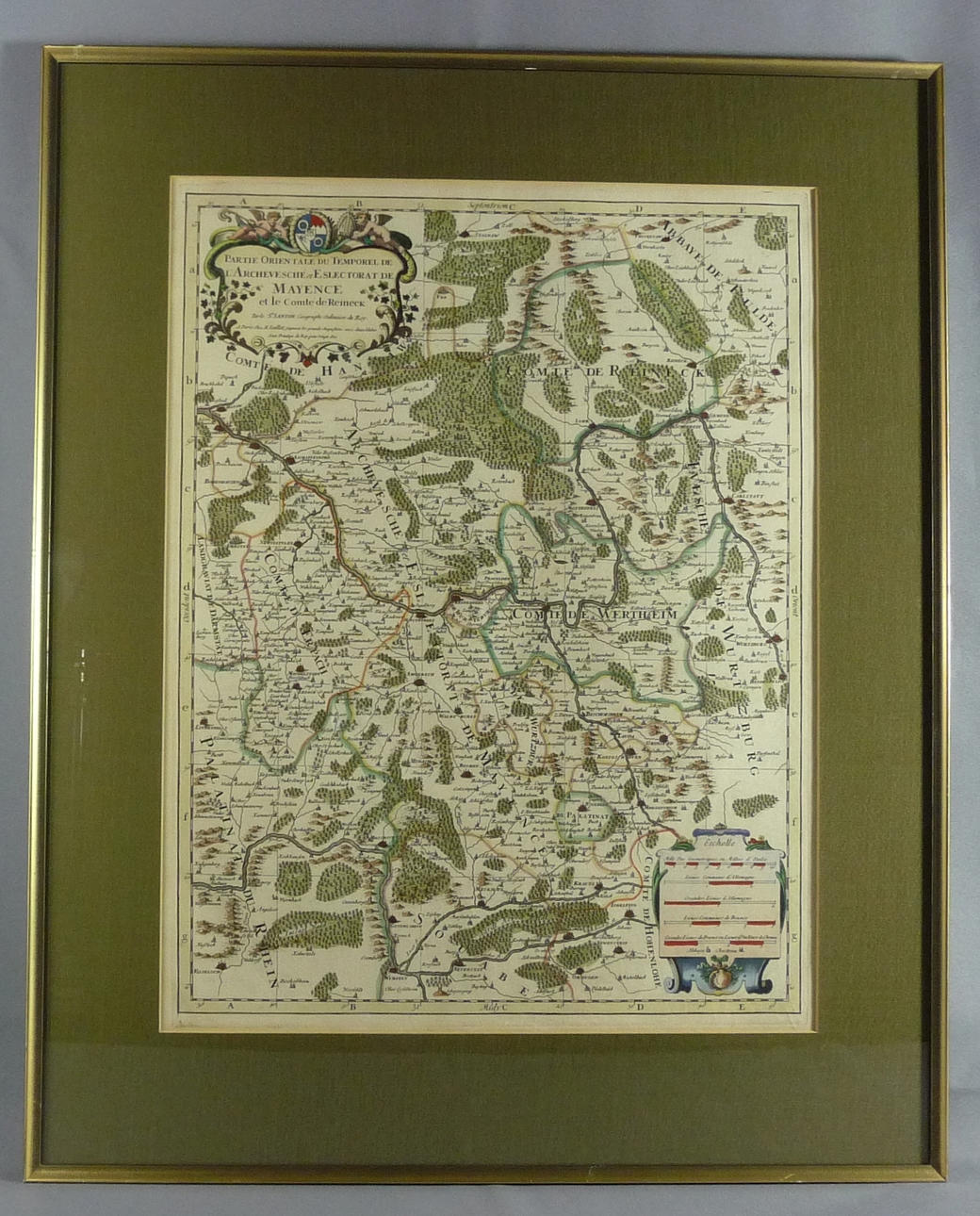 NICOLAS SANSON D'ABBEVILLE. Kort over ærkebispedømmet Mainz.