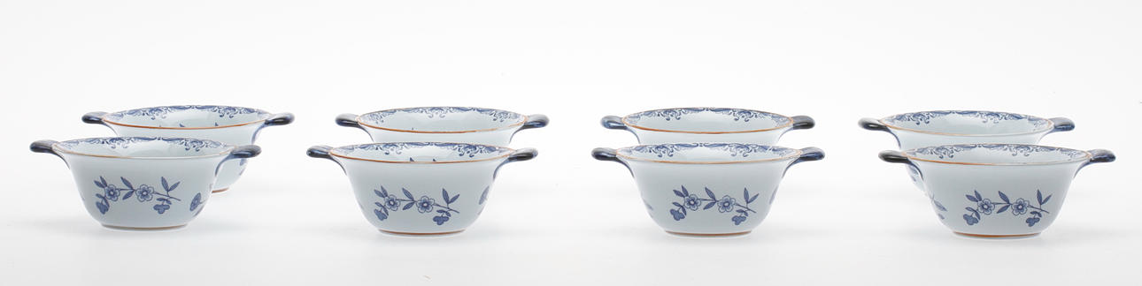 SKÅLAR med HANDTAG, 8 st, "Ostindia", Rörstrand.