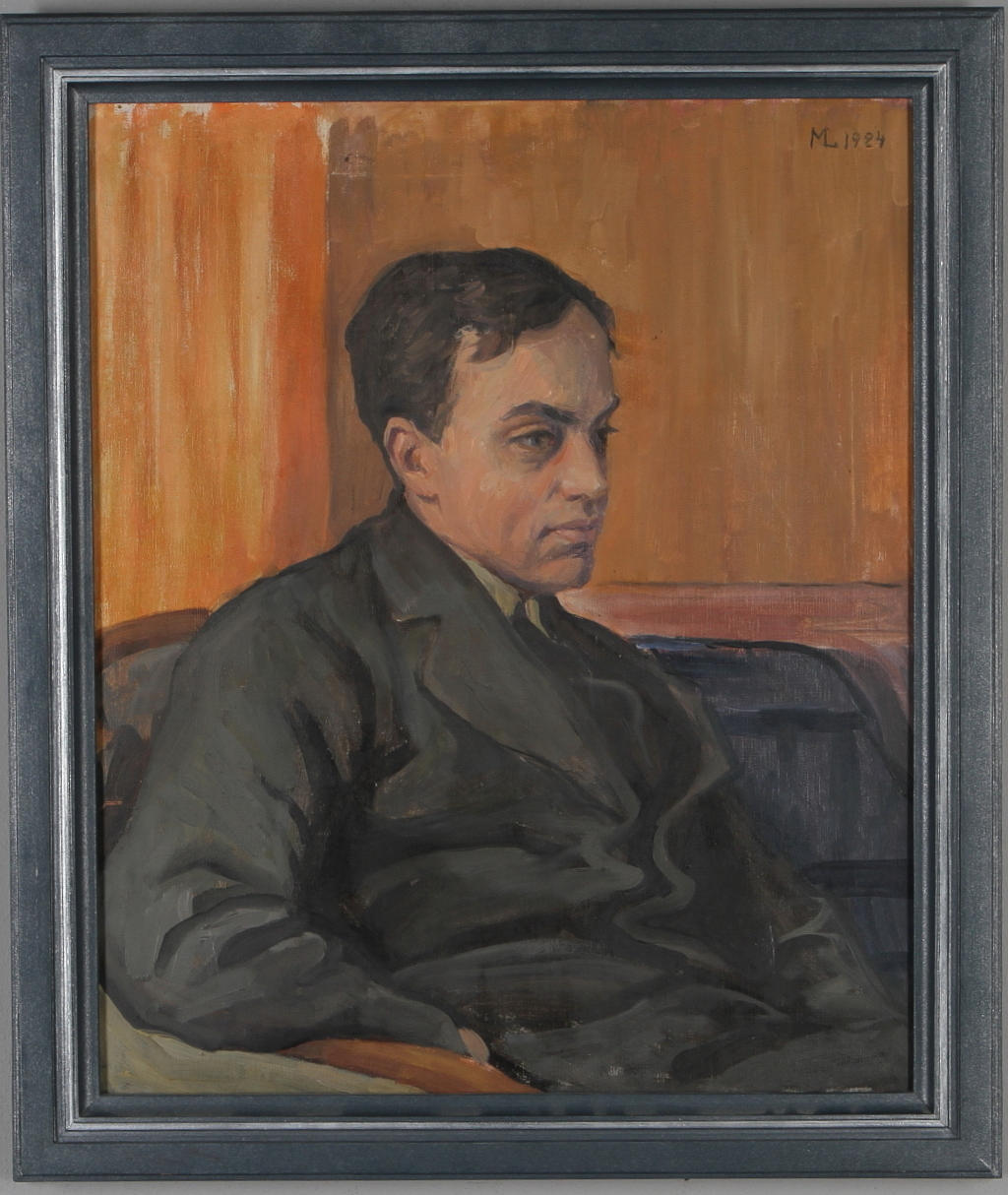 OKÄND KONSTNÄR. Mansporträtt, olja på duk, monogramsignerad och daterad 1924.