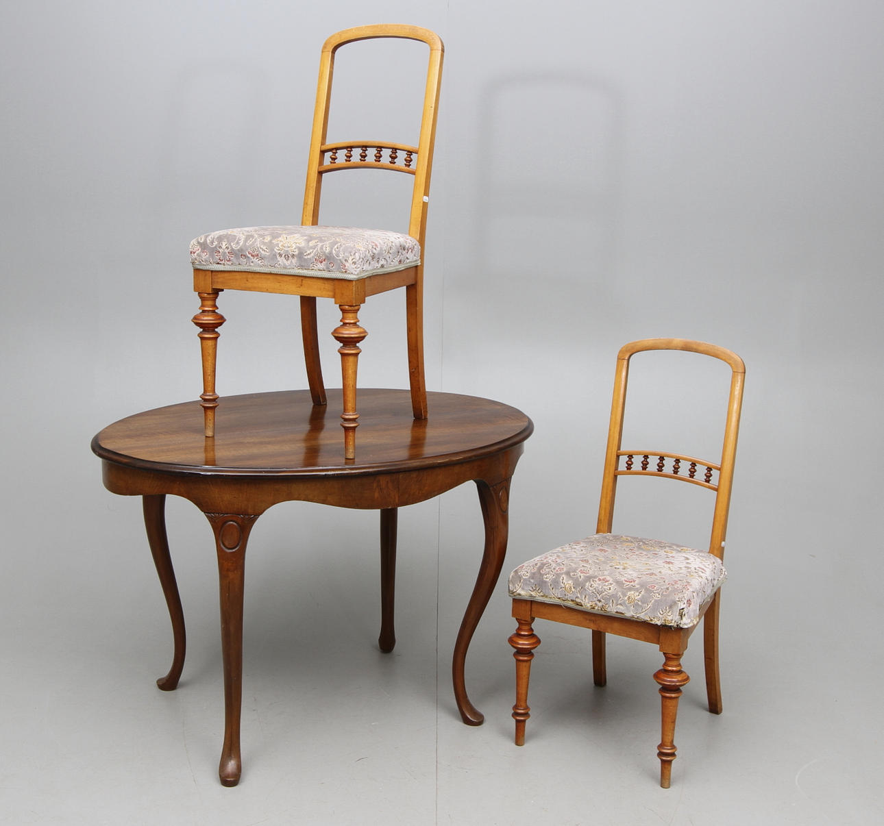 BORD, rokokostil, STOLAR, ett par, 3 del, ca 1900.