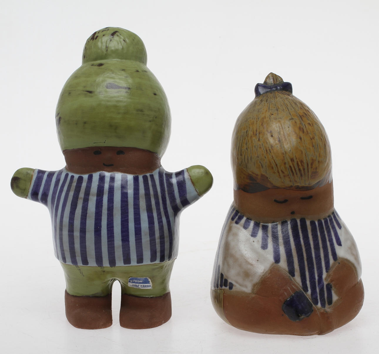 FIGURINER, 2 st, stengods, "Johanna" och "Kalle", Lisa Larson, Gustavsberg, 1900-tal.