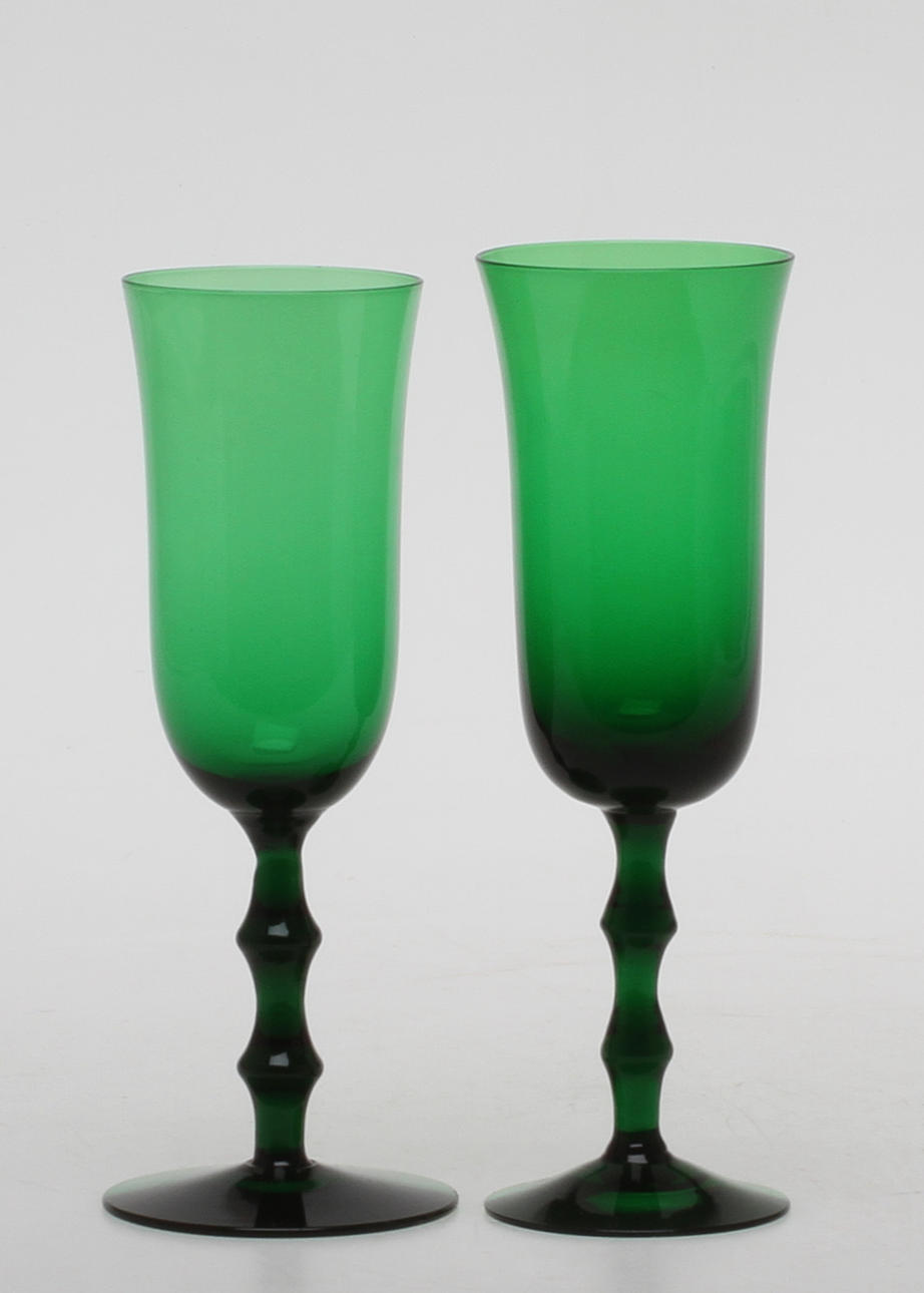 CHAMPAGNEGLAS, 8 st. "Salut", Simon Gate, Orrefors. 1900-tal.