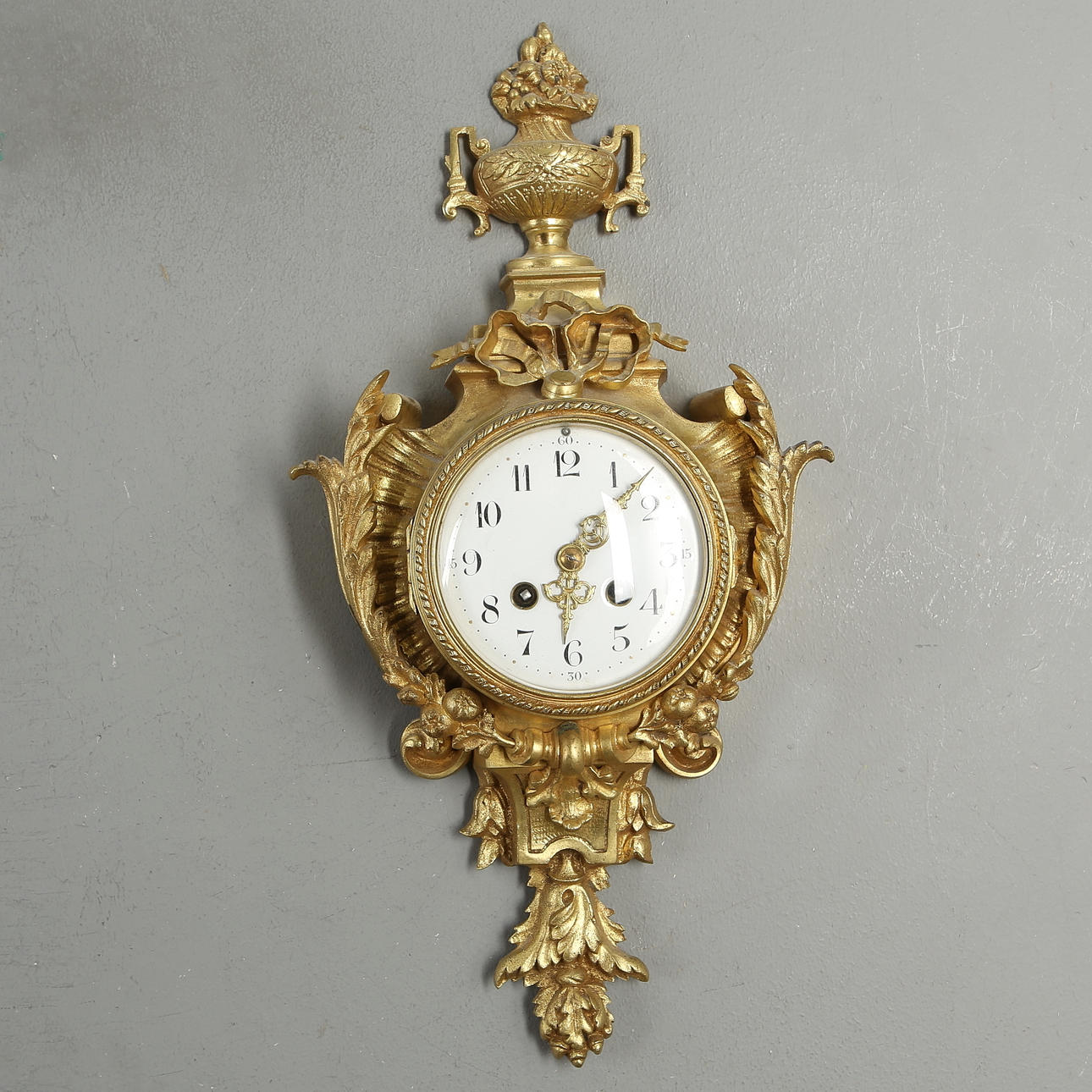 WALL PENDULUM, brass case, movement marked H&Co Paris, 19th century.