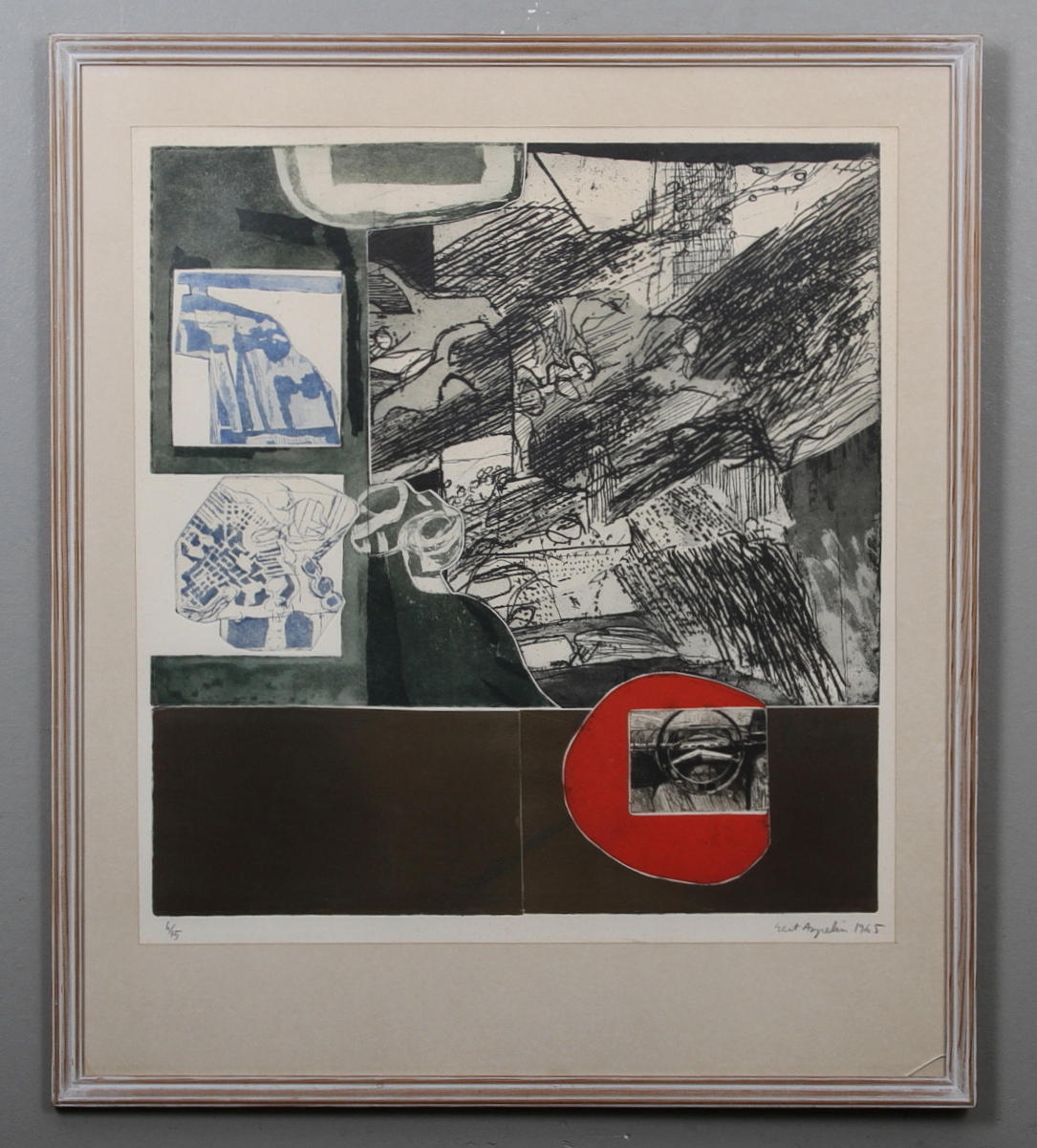 GERT ASPELIN. Komposition. Grafiskt blad. Signerad och daterad 1965. Numrerad 6/15.