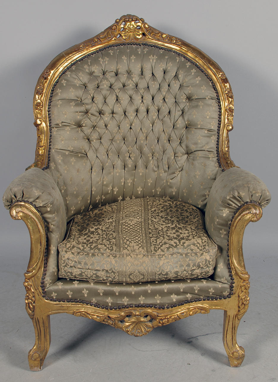 FÅTÖLJ, förgylld, rokokostil.