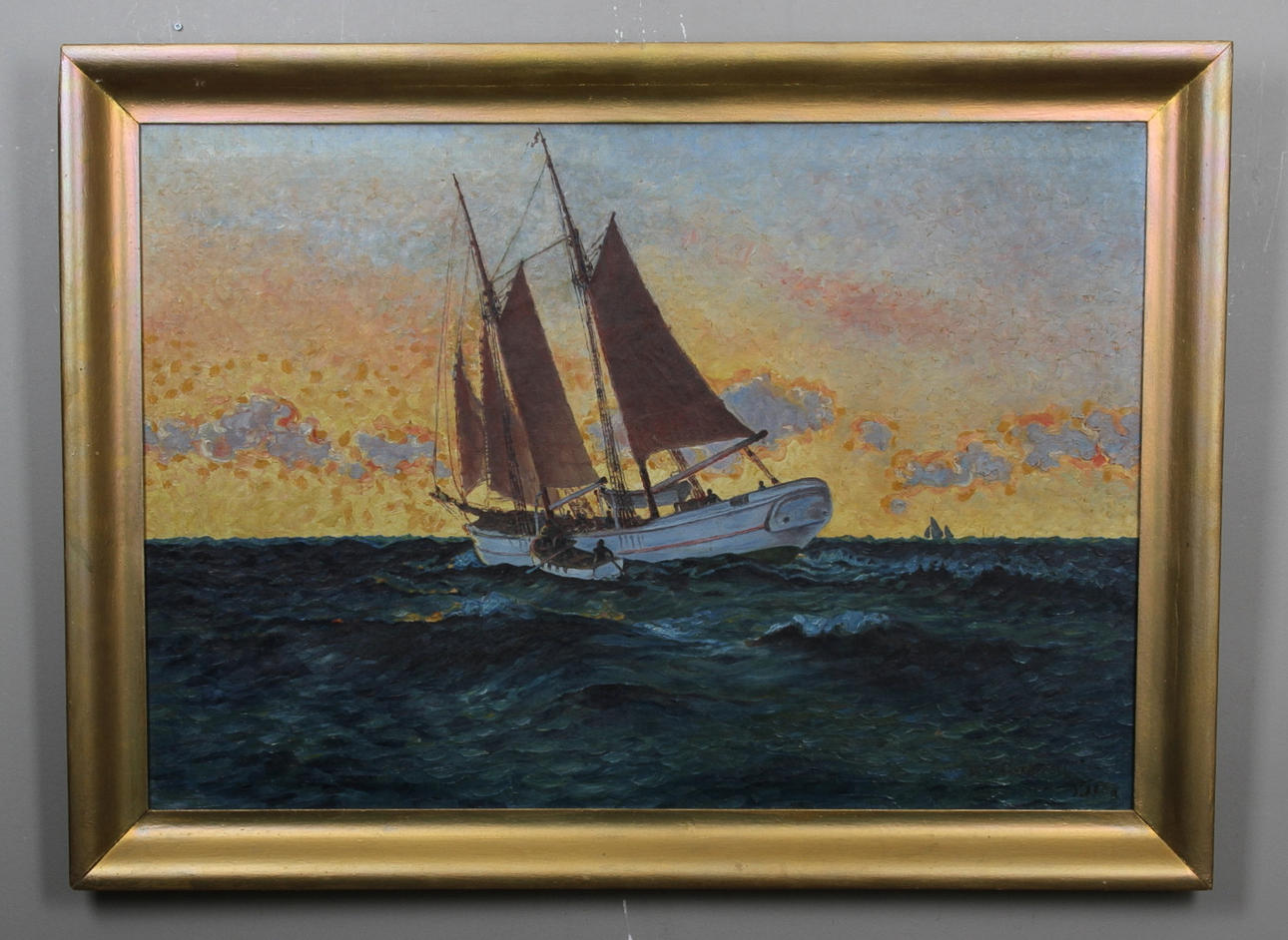 K.W CARLING. Havsmotiv med segelbåtar. Olja på duk. Signerad och daterad 1907.