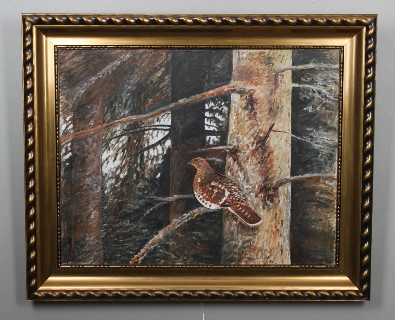 BRUNO LILJEFORS. Kopia efter. Tjäderhöna i granskog. Olja på duk. Signerad H.Dahlberg.