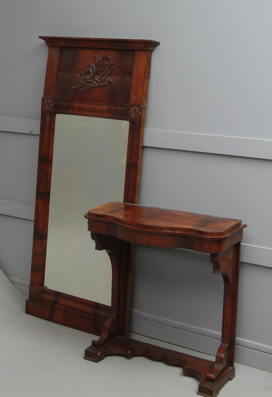 SPEGEL, med konsolbord, senempire, 1800-tal.