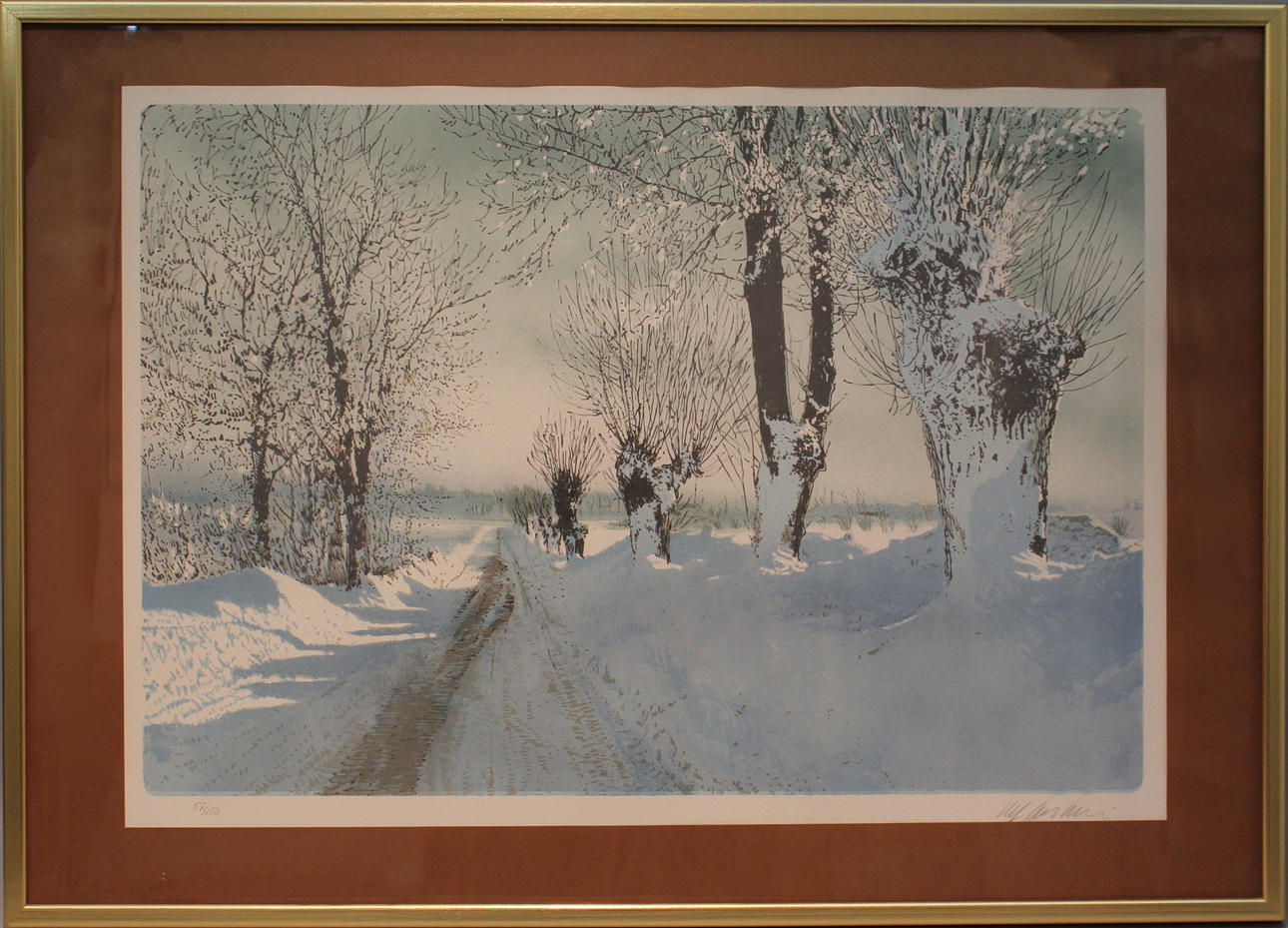 ULF ONSBERG. Vinterlandskap. Färglitografi. Signerad. 57/150.