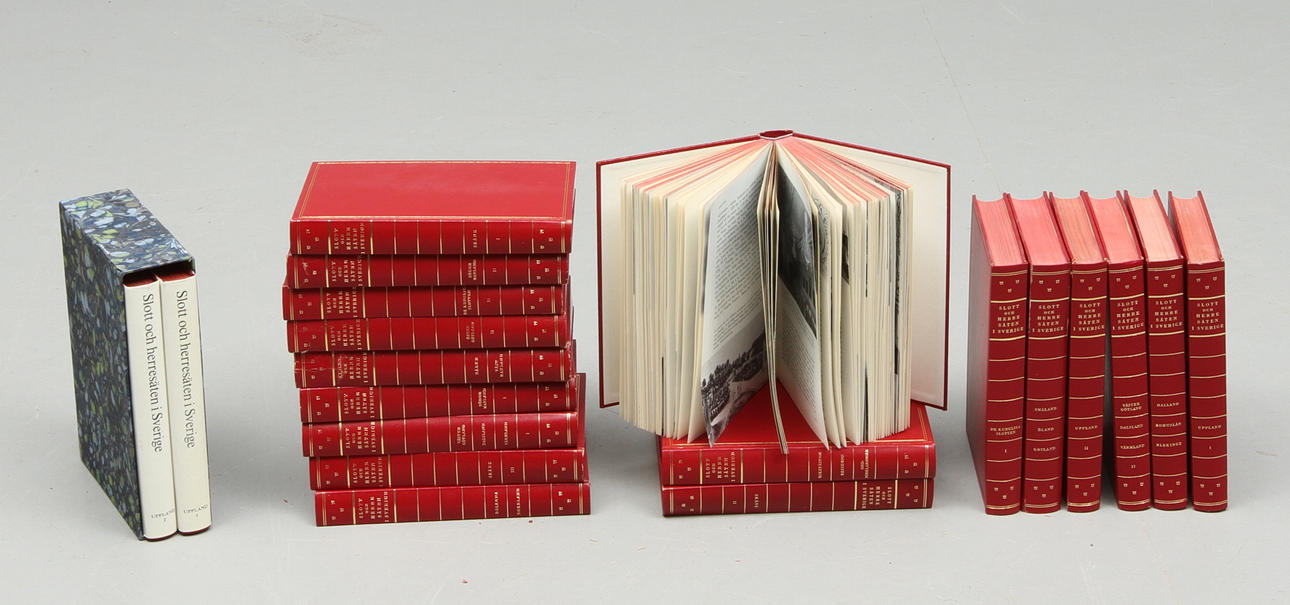 BÖKER, 18 + 2 volymer, "Svenska slott och herresäten i Sverige". Allhems förlag, Malmö.