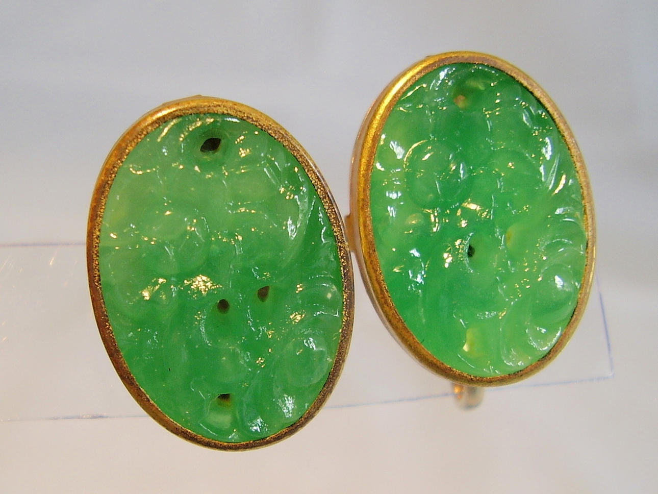 ÖRA SKRUVAR ANTIK MALAKIT GLAS SCHLEVOGT.