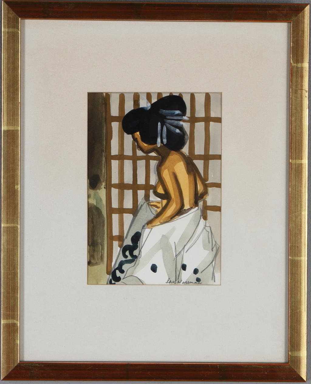 LARS NORRMAN. Kvinnostudie, blandteknik, signerad.