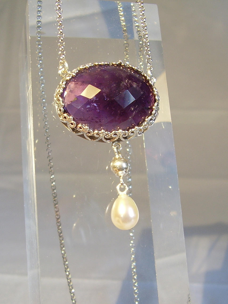 AMETIST HALSBAND SILVER.