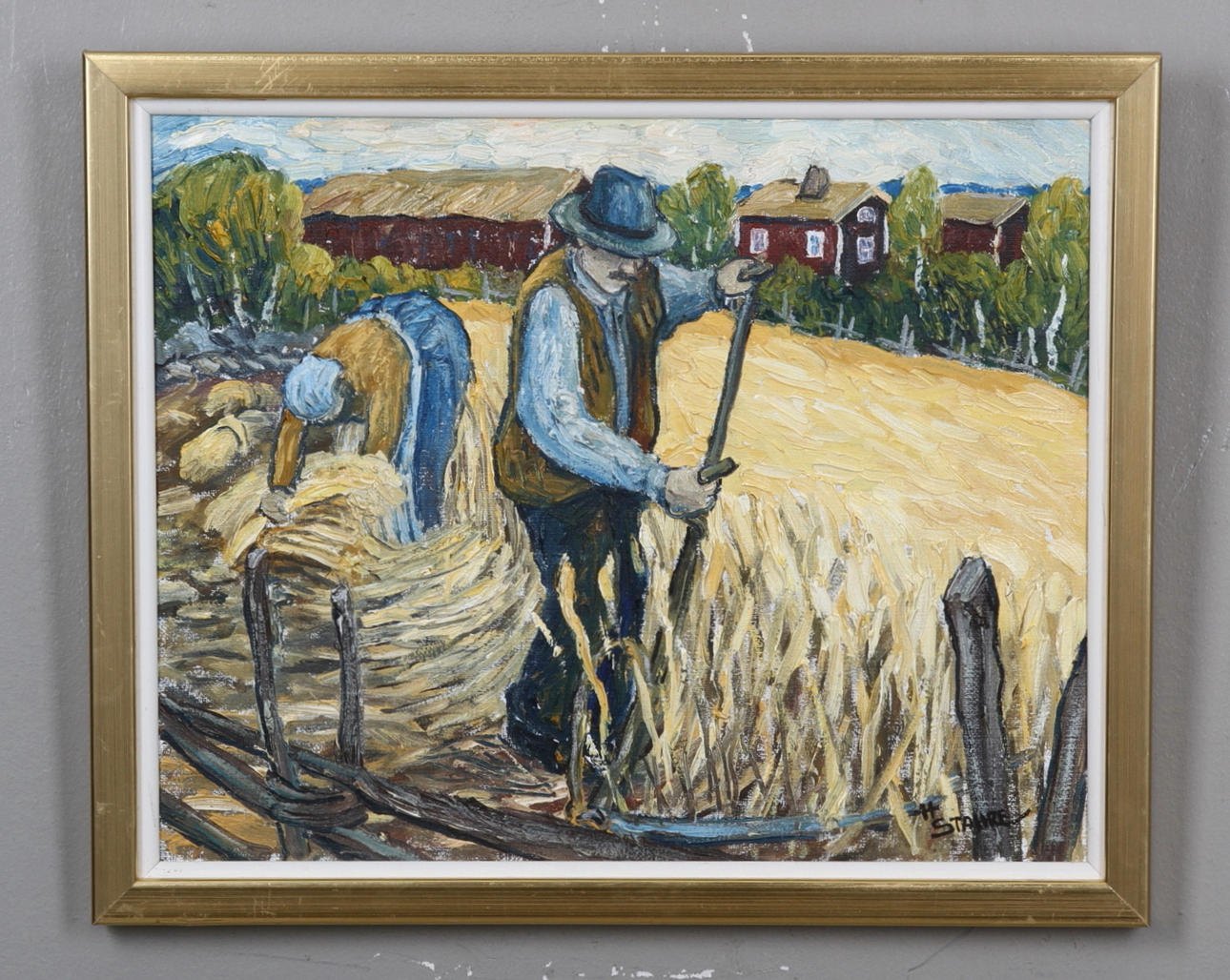 HÅKAN STAHRE. Skördetid. Olja på duk. Signerad H.Stahre.