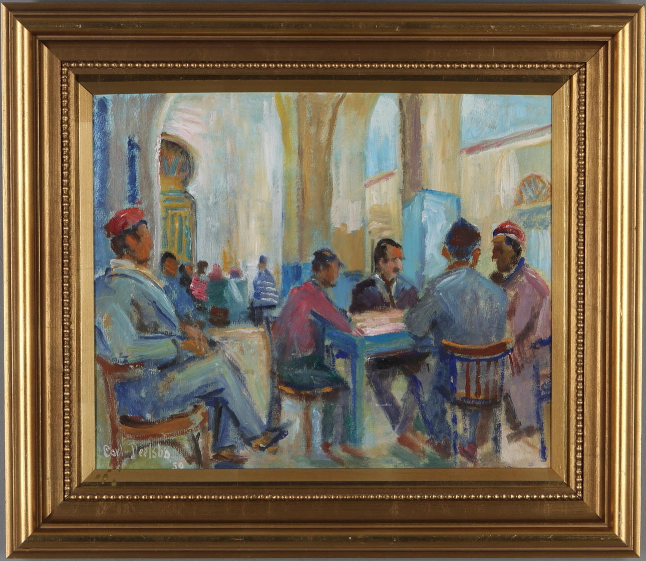 CARL DEELSBO. Motiv från Tunisien, olja på pannå, signerad och daterad -59.