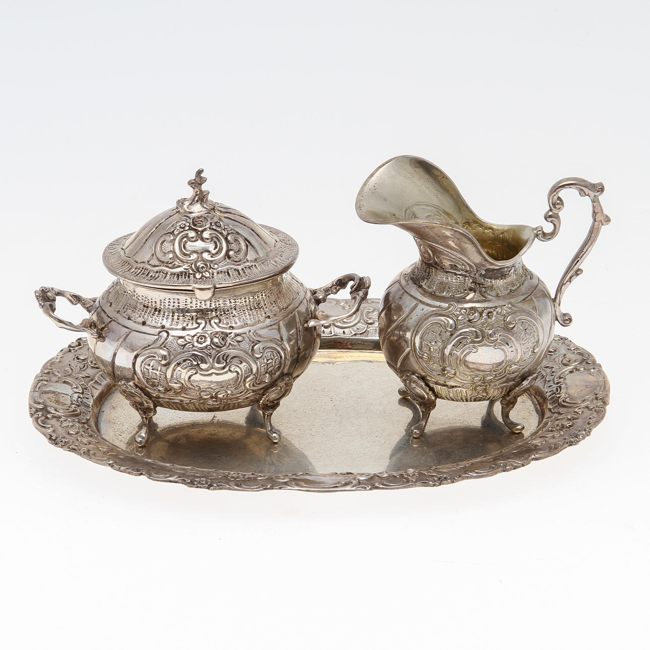 DELAR TILL KAFFESERVIS, 3 delar, silver. 420 gram.