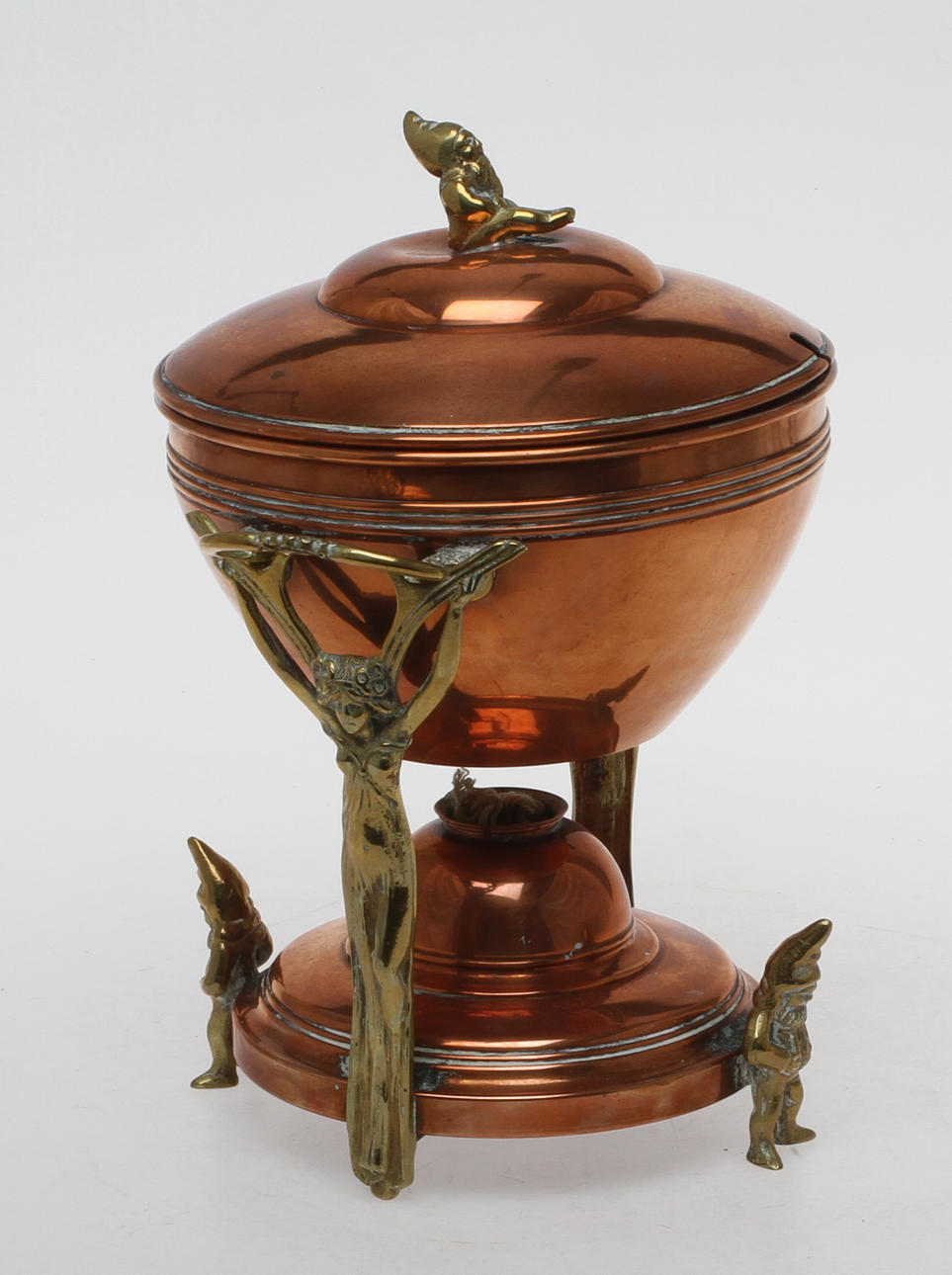 GLÖGGVÄRMARE, koppar och mässing, jugend, tidigt 1900-tal.