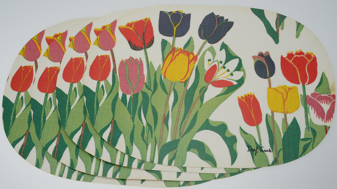 UNDERLÄGG, 4 st, "Tulpan" Josef Frank, Firma Svenskt Tenn.