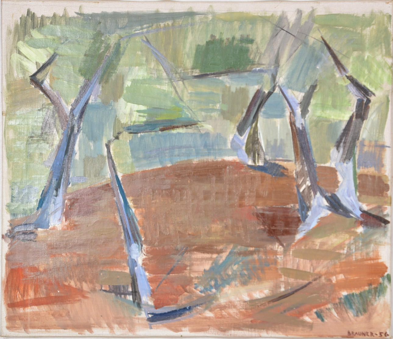 JAN BRAUNER. Oil on canvas.