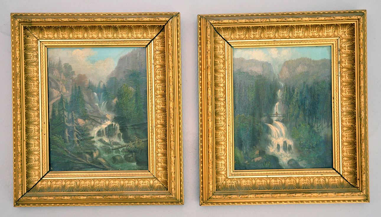 OKÄND KONSTNÄR. 2 st, Landskap, olja på duk, 1800-tal.