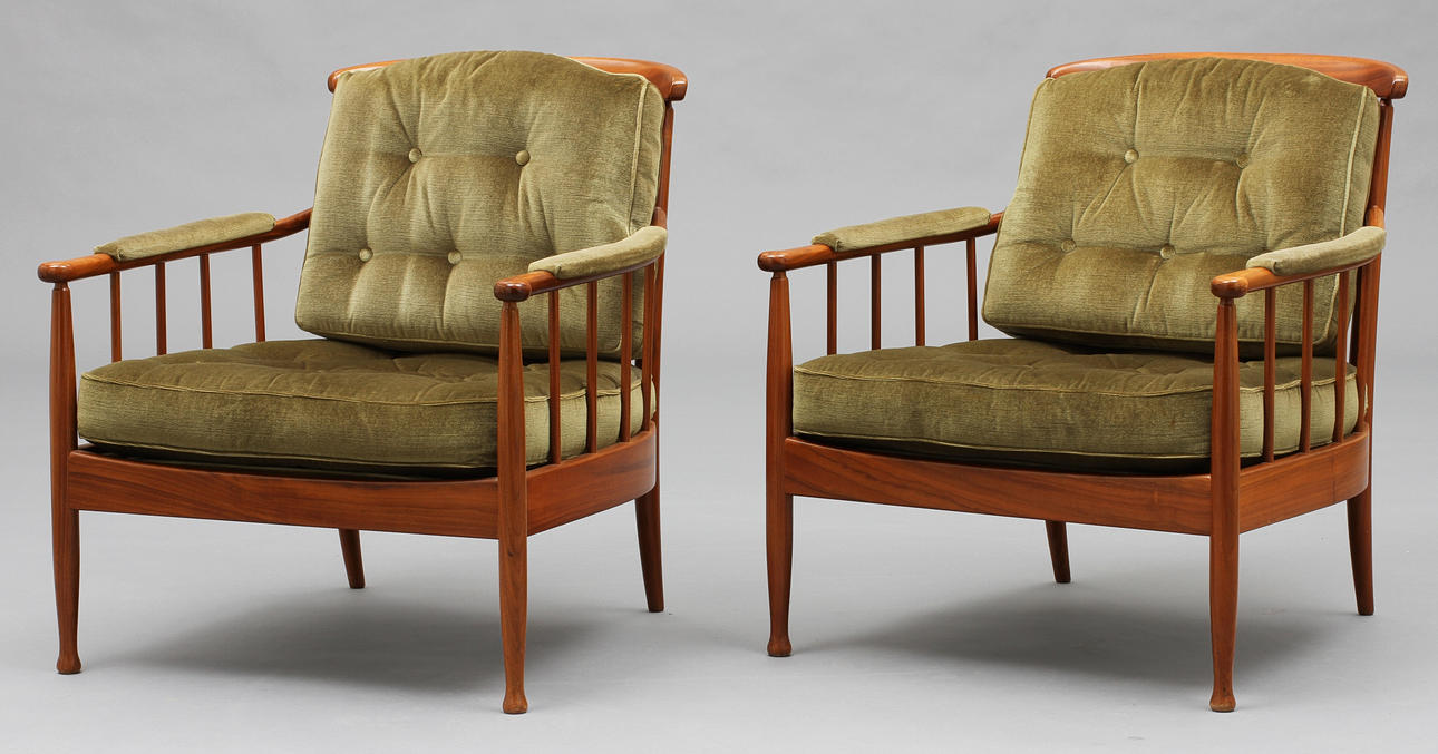 FÅTÖLJER. 1 par,"Skrindan", Kerstin Hörlin-Holmqvist, OPE, 1900-talets andra hälft.