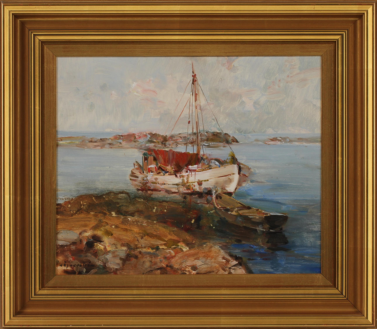 HUGO ÖFVERSTRÖM. Olja på pannå, signerad.