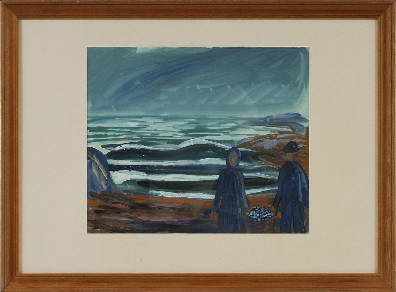 WALDEMAR SJÖLANDER. Gouache, signerad.