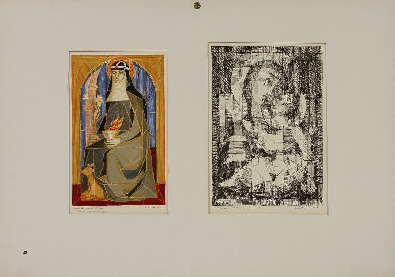 ERIK OLSON. Färglitografier, 2 st, signerade.