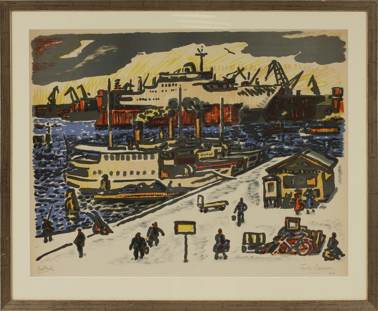 FOLKE PERSSON. Färglitografi, signerad, provtryck.