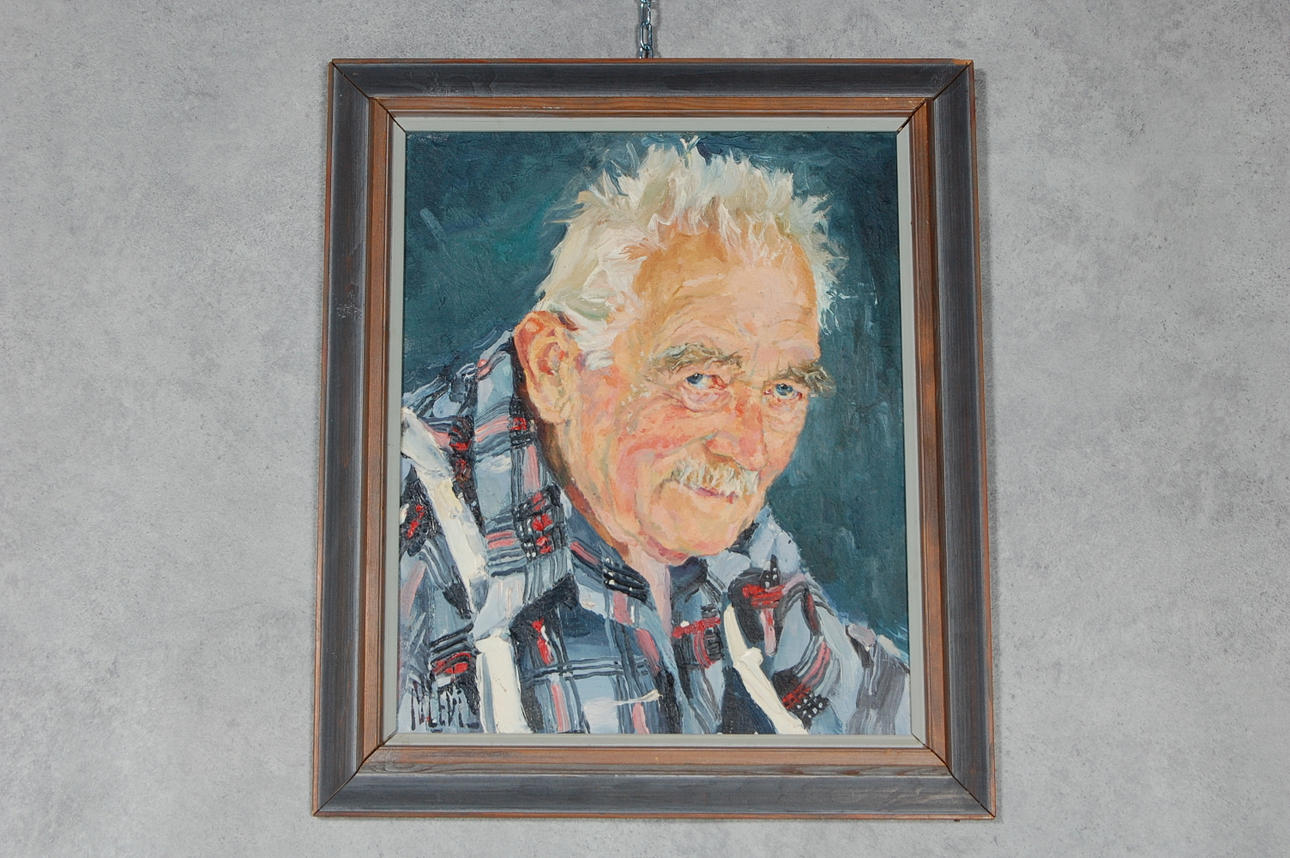 NATHALIE LEVI. porträtt föreställande " Karl Wallentin "olja på pannå.