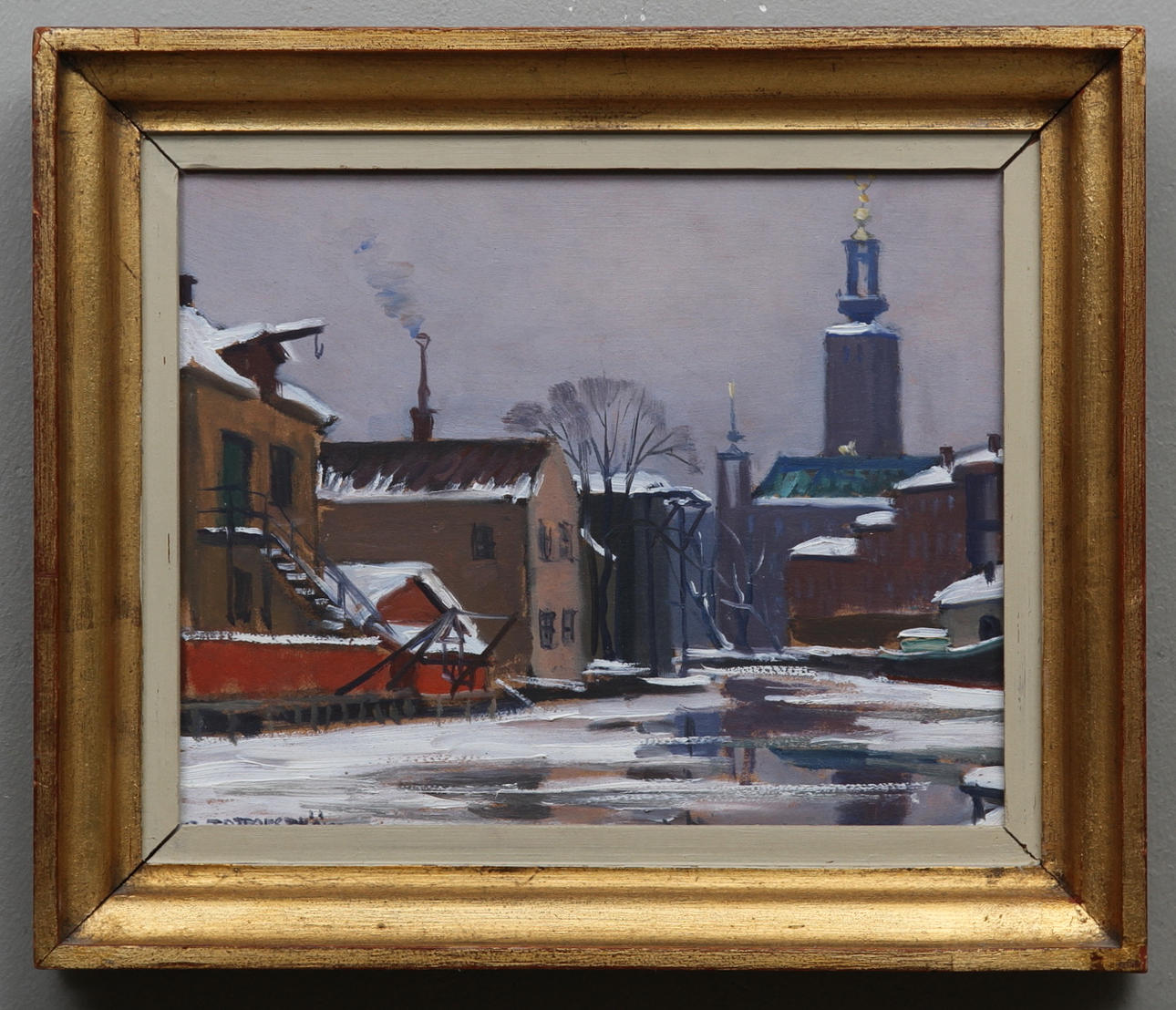 GUNNAR ZETTERSTRÖM. Stockholmsmotiv. Olja på pannå, signerad.