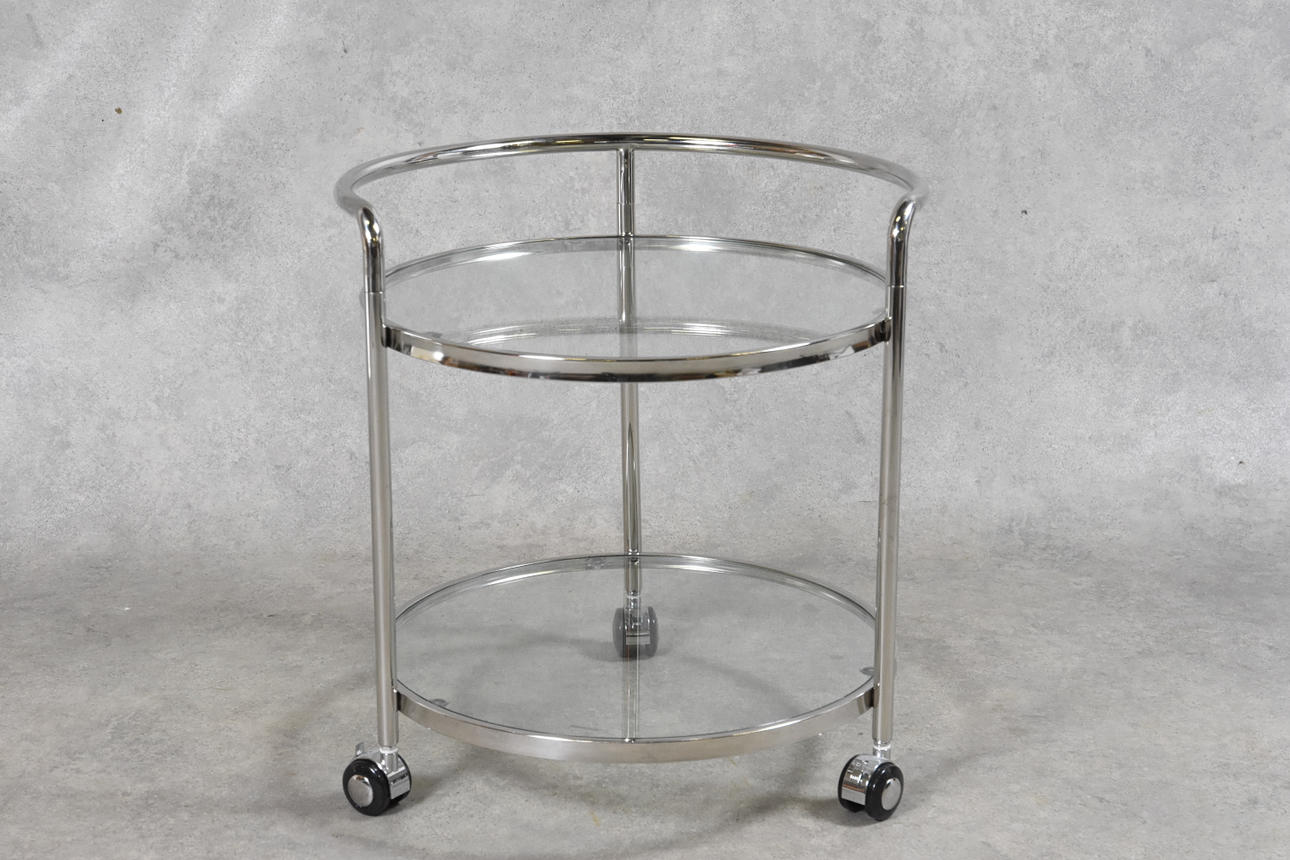 BORD PÅ HJUL, glas, krom.
