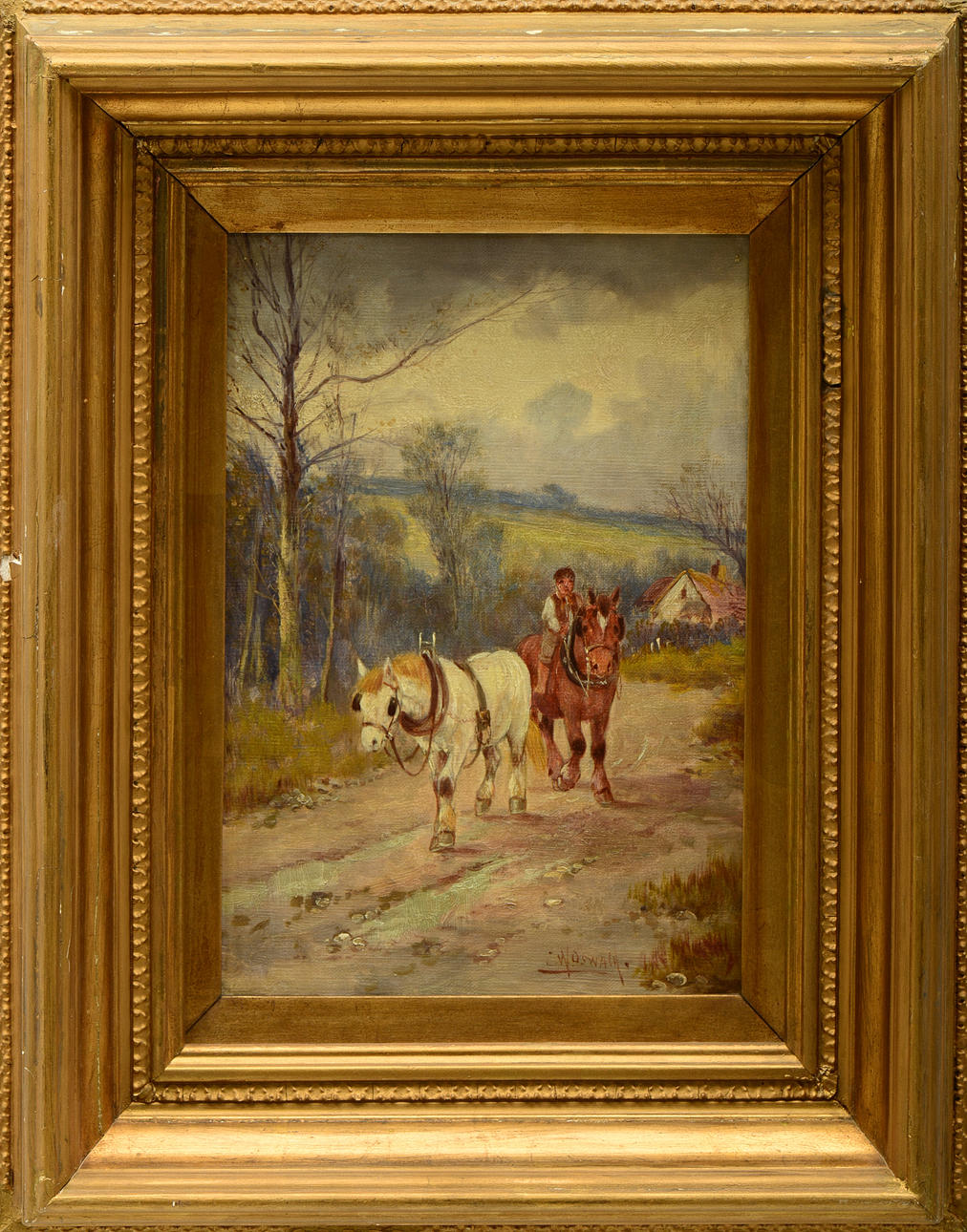 OKÄND KONSTNÄR. Olja på duk, signerad.