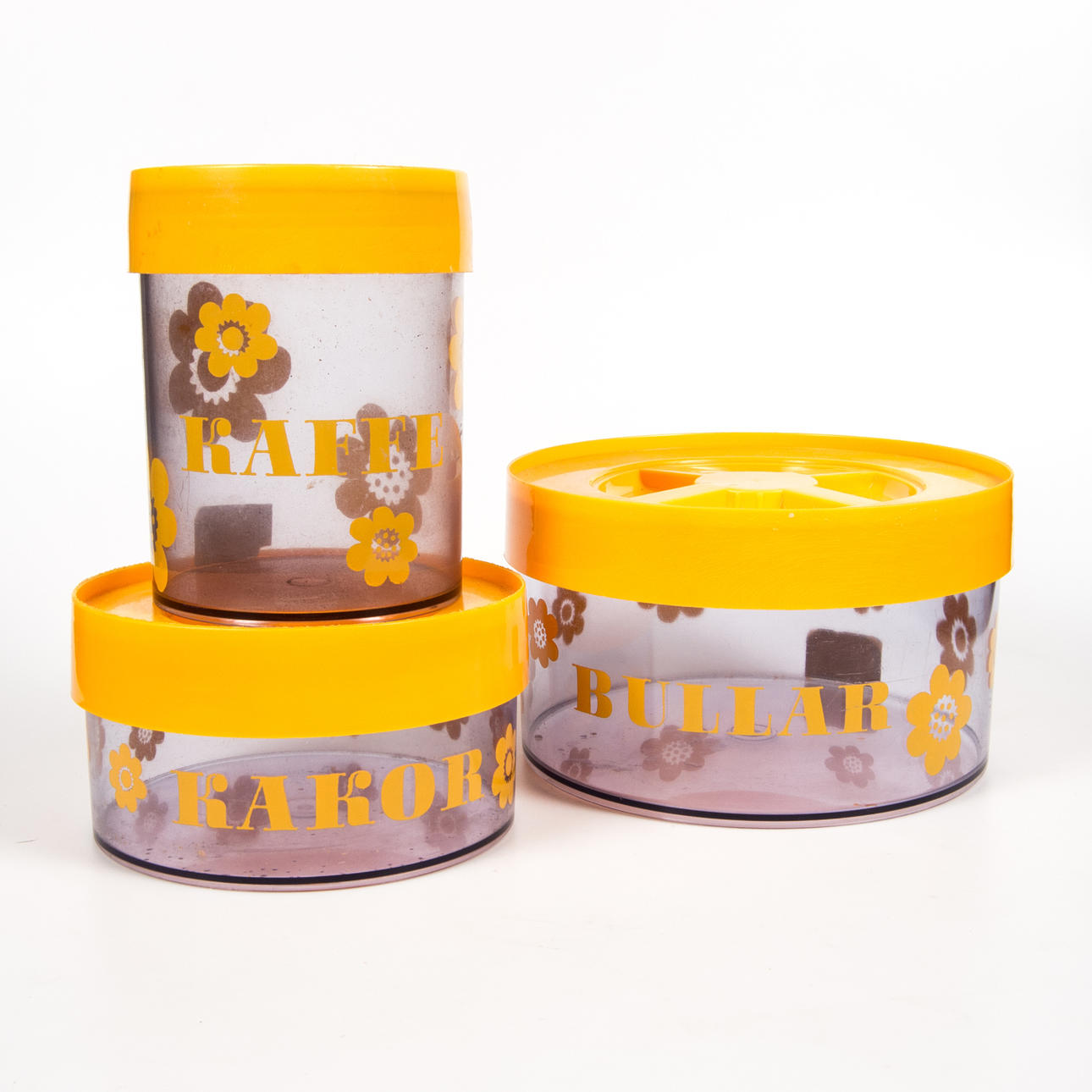 JARS WITH COVER, 3 pieces, plastic, "Sally", Nils Johan.