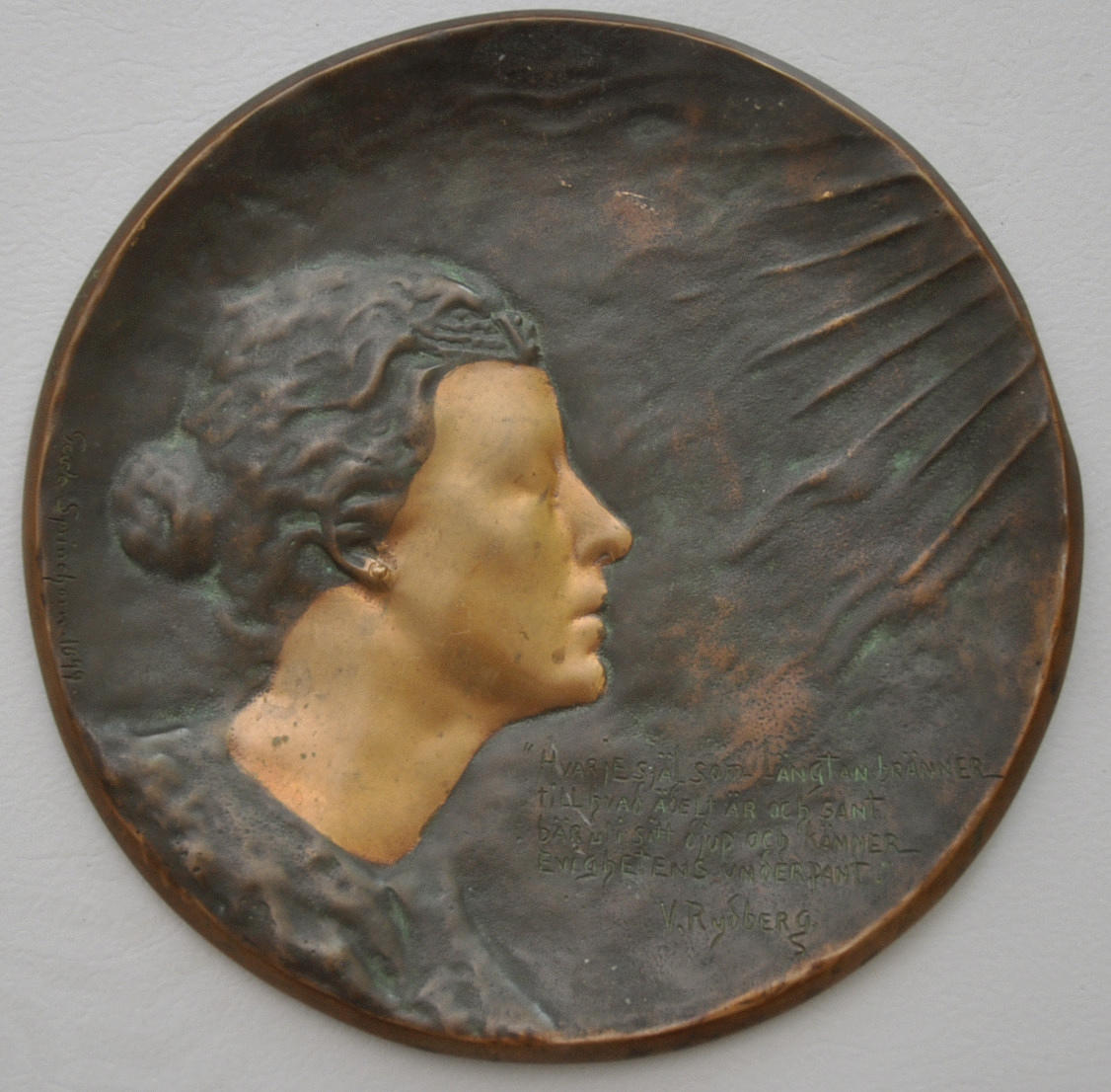 GERDA SPRINGHORN. VÄGGRELIEF, brons, tidigt 1900-tal.