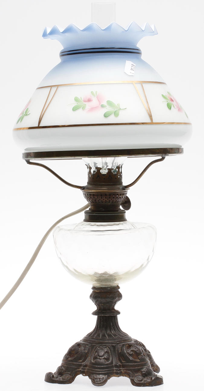 BORDSLAMPA, elektrifierad fotogen, omkring 1900.