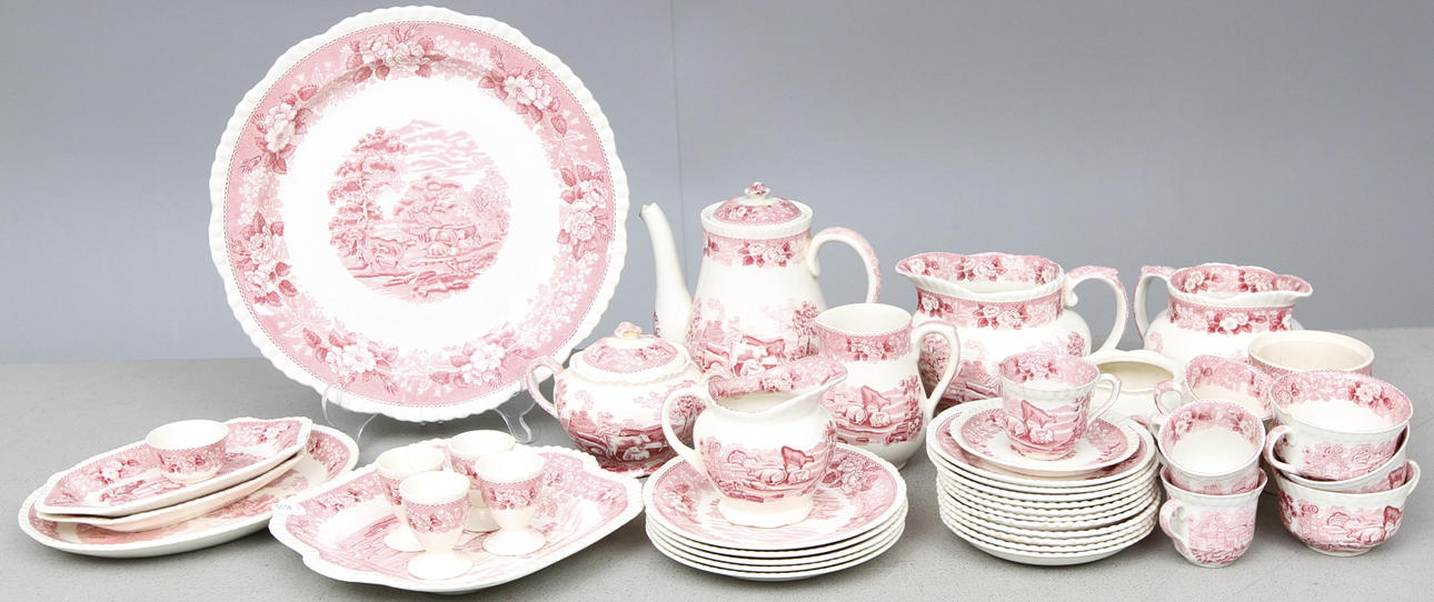 SERVISDELAR, flintgods, 40 delar, "Cattle Scenery" Adams, England.