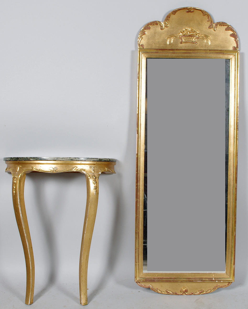 SPEGEL MED KONSOL, förgylld med marmorskiva.