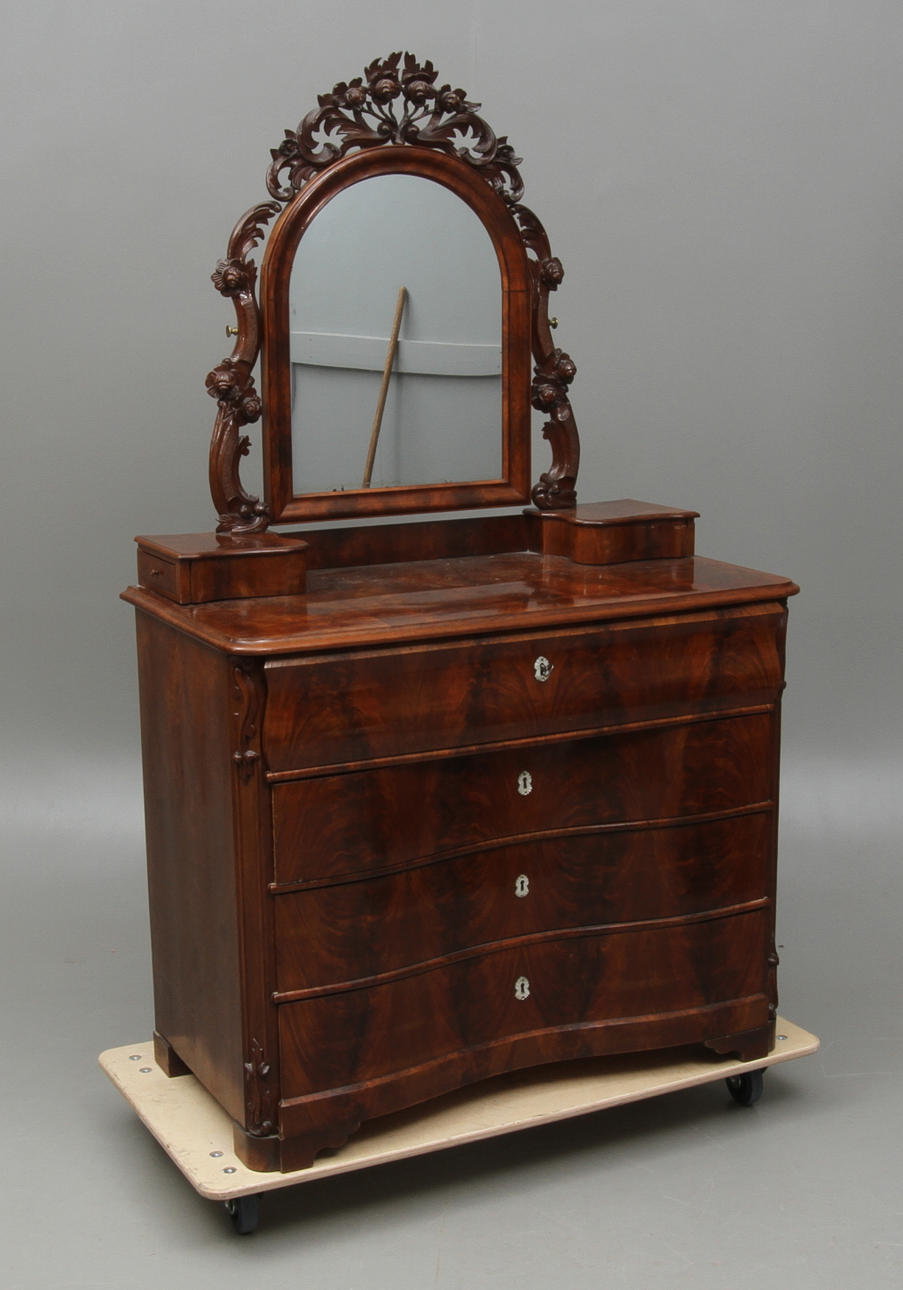 SPEGELBYRÅ, med skrivlåda, nyrokoko, 1800-tal.