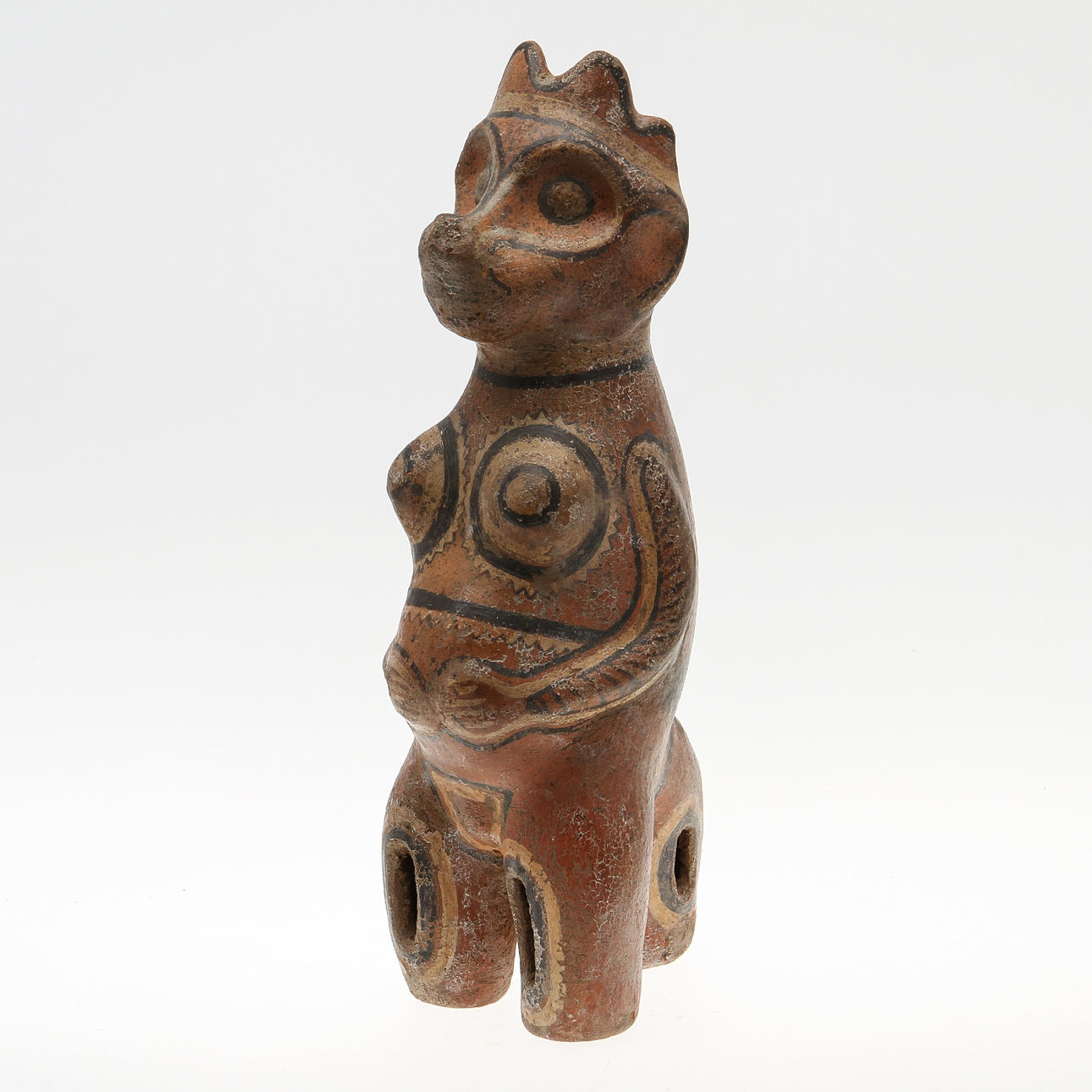 FIGUR, lergods, troligen precolumbiansk, syd/mellanamerika.