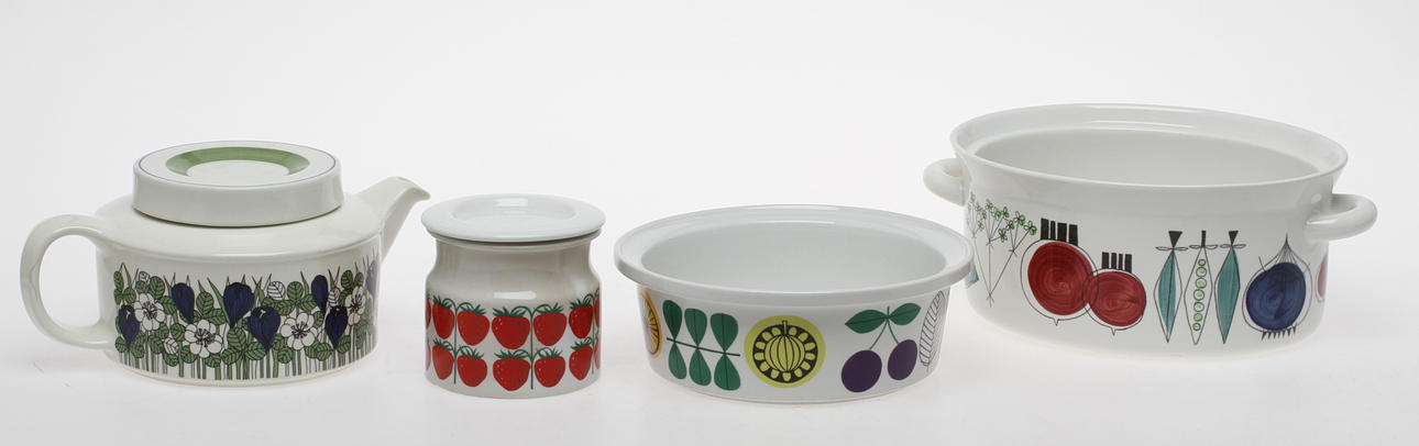 PARTI PORSLIN, 4 delar, Rörstrand samt Arabia, 1900-tal.