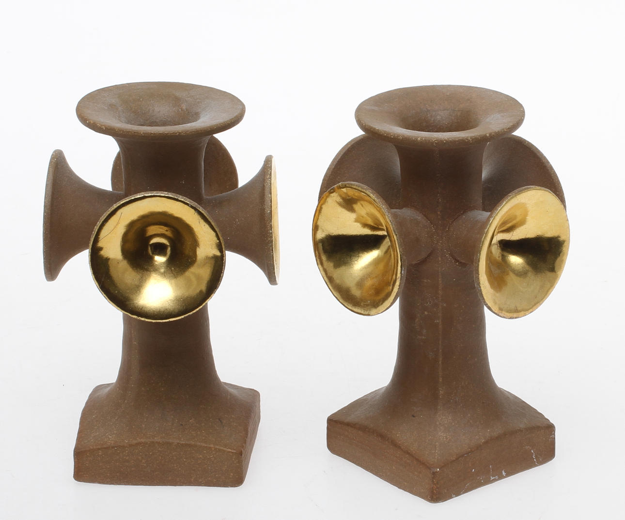 LJUSSTAKAR,ett par, stengods, Lisa Larson, Gustavsberg.