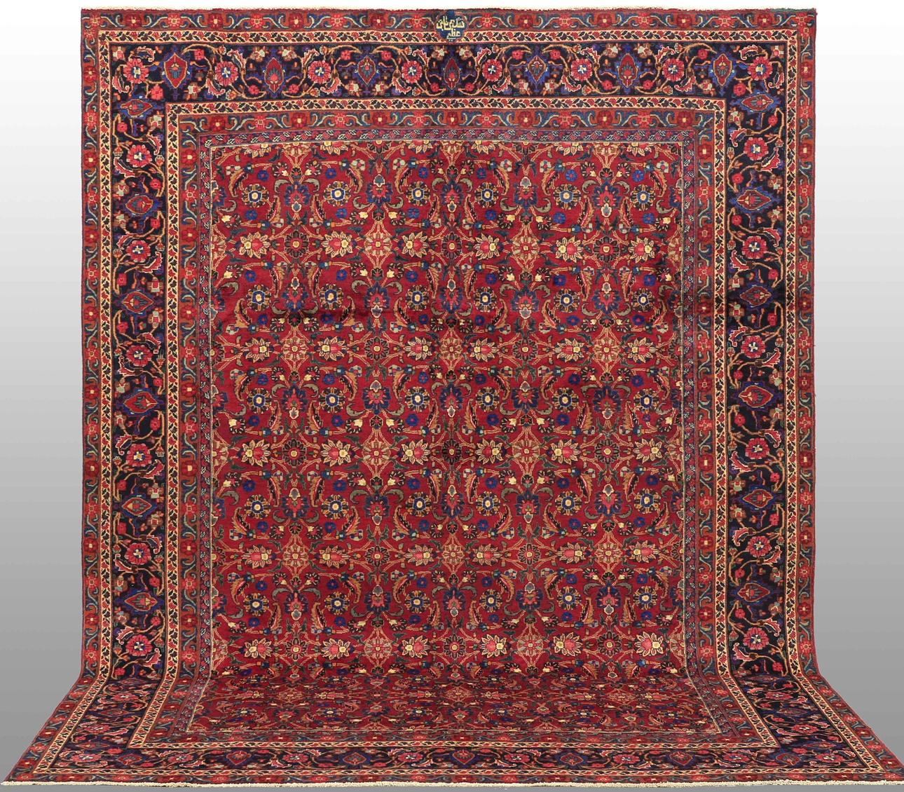 CARPET, Meshed, older, signed, 340 x 265 cm.