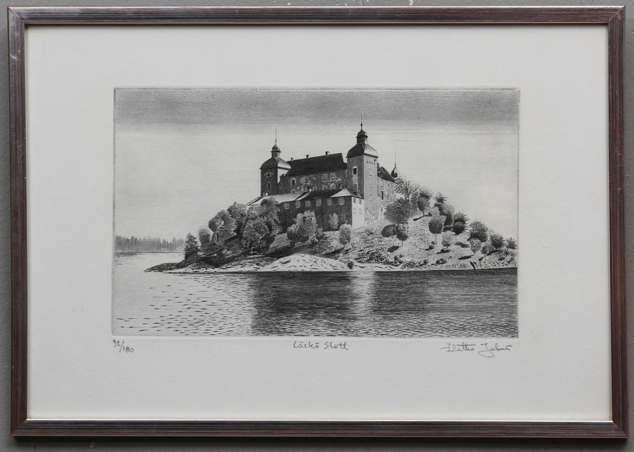 ZLATKO JAKUS. "Läckö Castle". Etching. Signed and numbered 32/180.