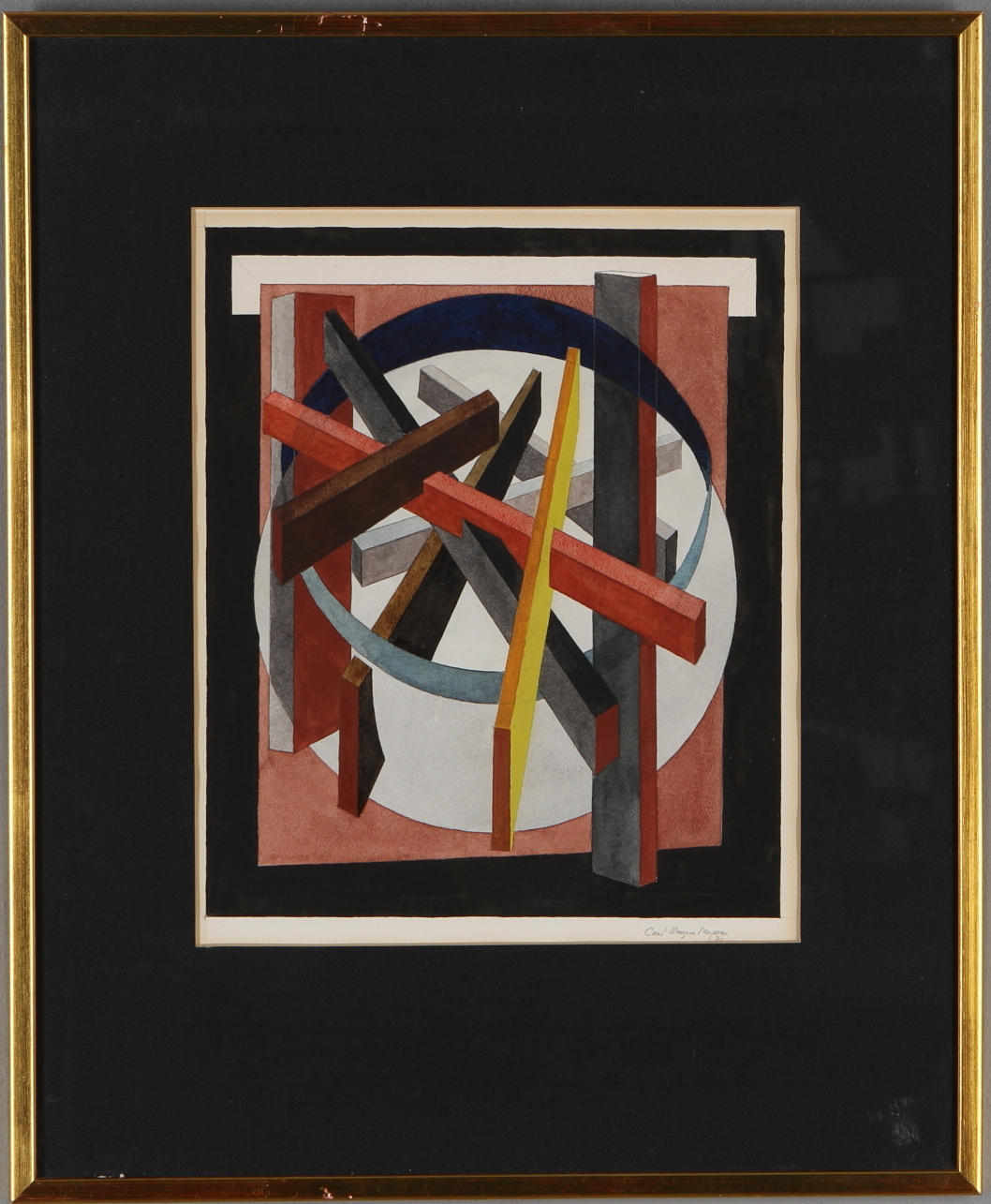 CARL HAMPUS BERGMAN. Geometrisk komposition, akvarell, signerad.