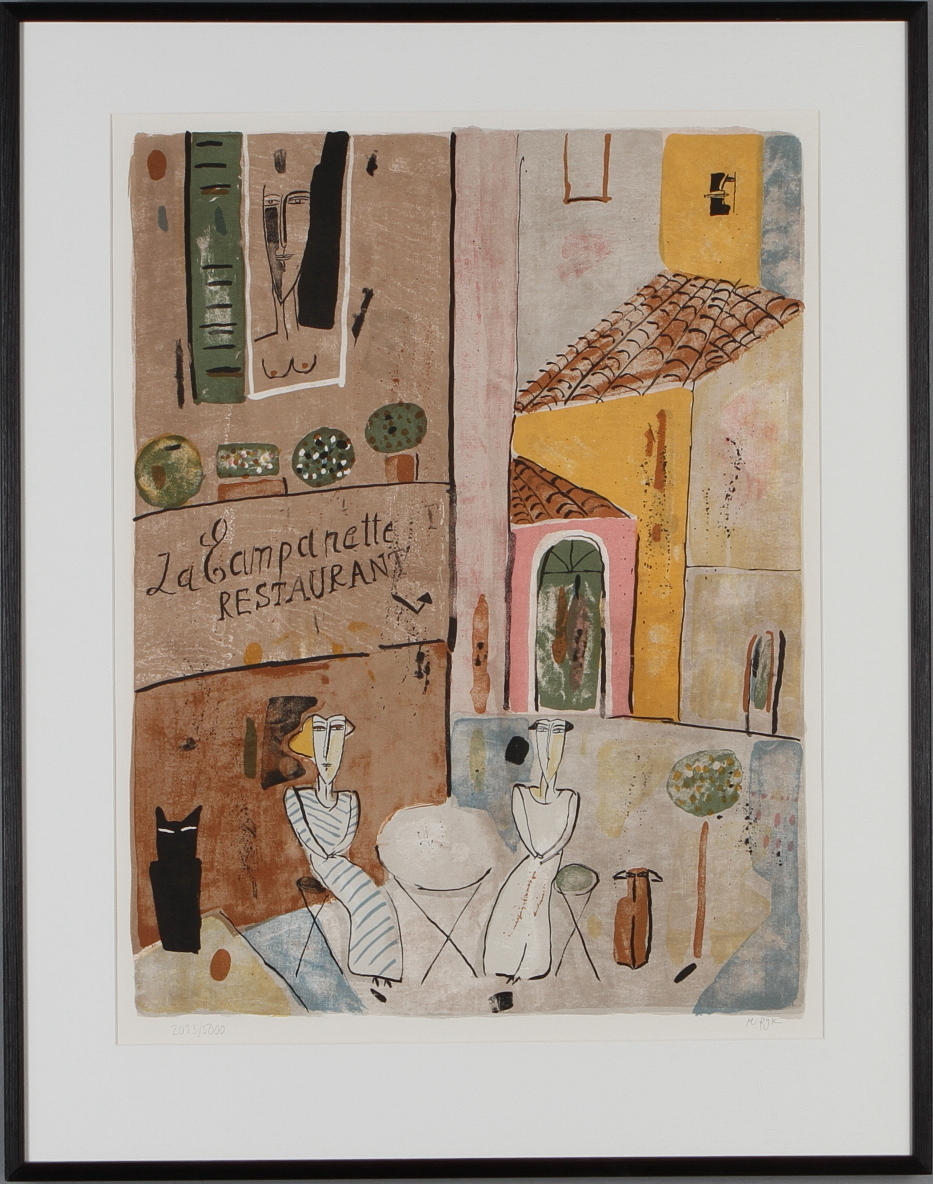 MADELEINE PYK. "La Campanette restaurant" färglitografi, signerad och numrerad 2013/5000.
