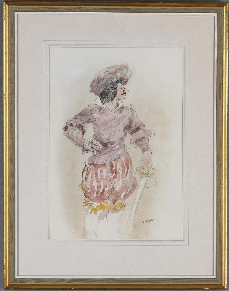 ROBERT HÖGFELDT. Musketör, akvarell, signerad.